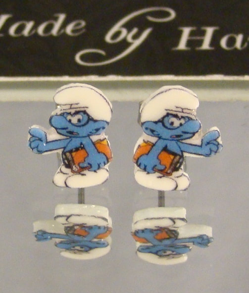 Brainy Smurf Stud Earrings - Cartoon Smurfs Accessories