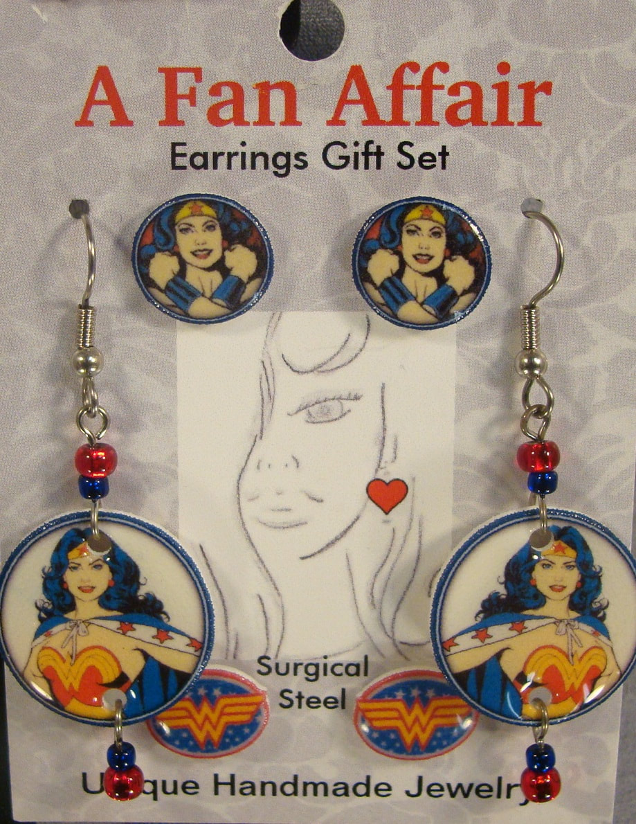 Wonder Woman Cutout Earrings Handmade Plastic Posts 
