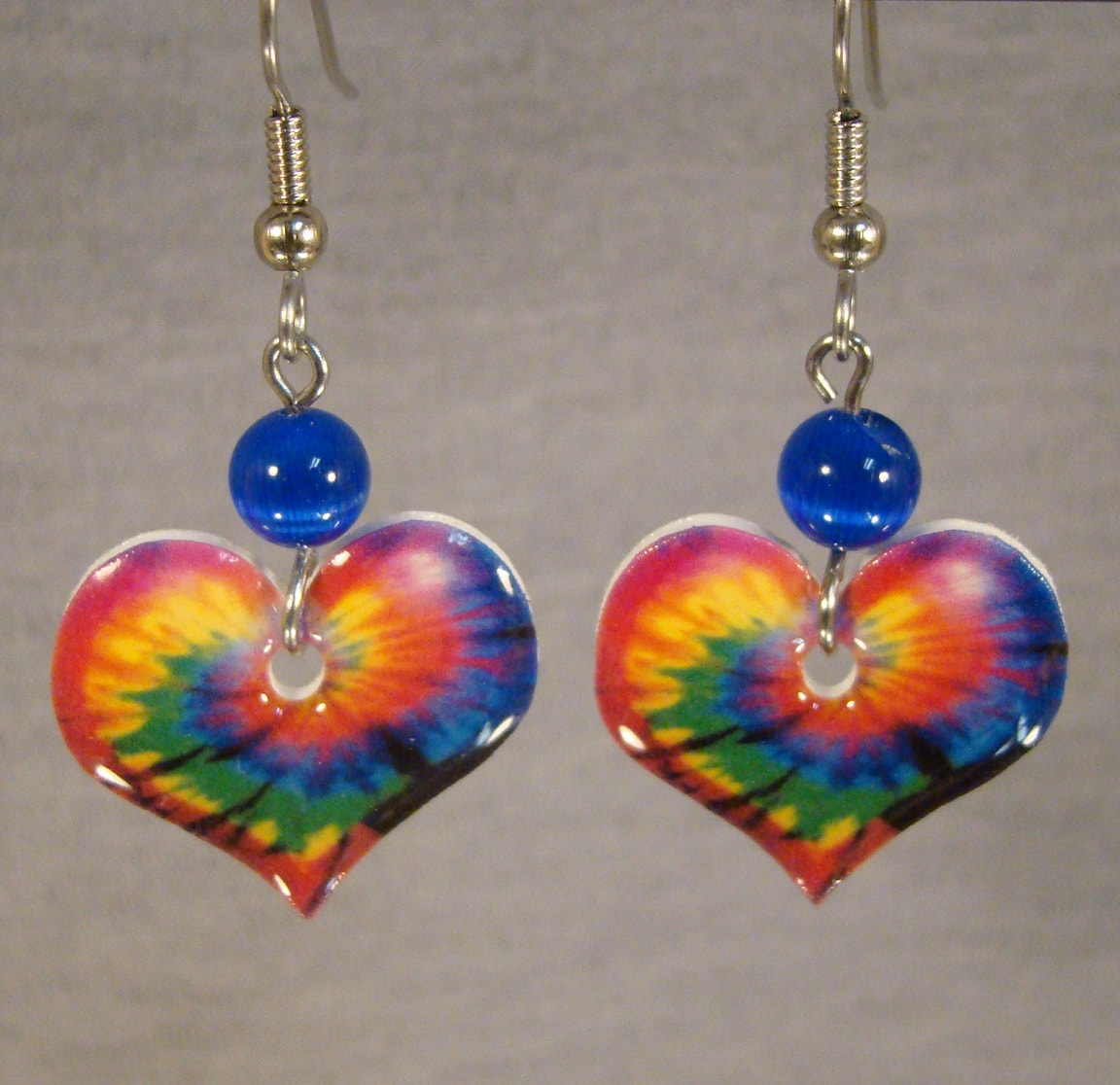 Tie Dye Rainbow Heart Earrings - Lightweight colorful earrings
